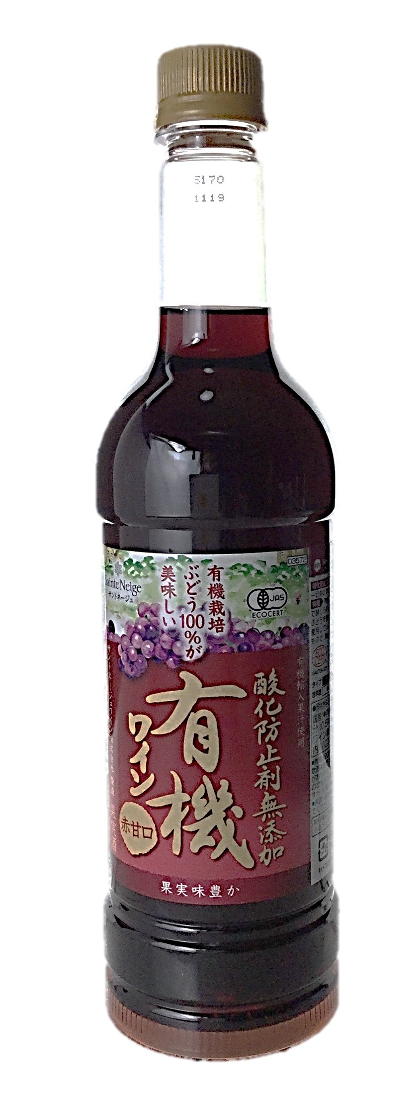酸化防止剤無添加有機ワイン 赤甘口720