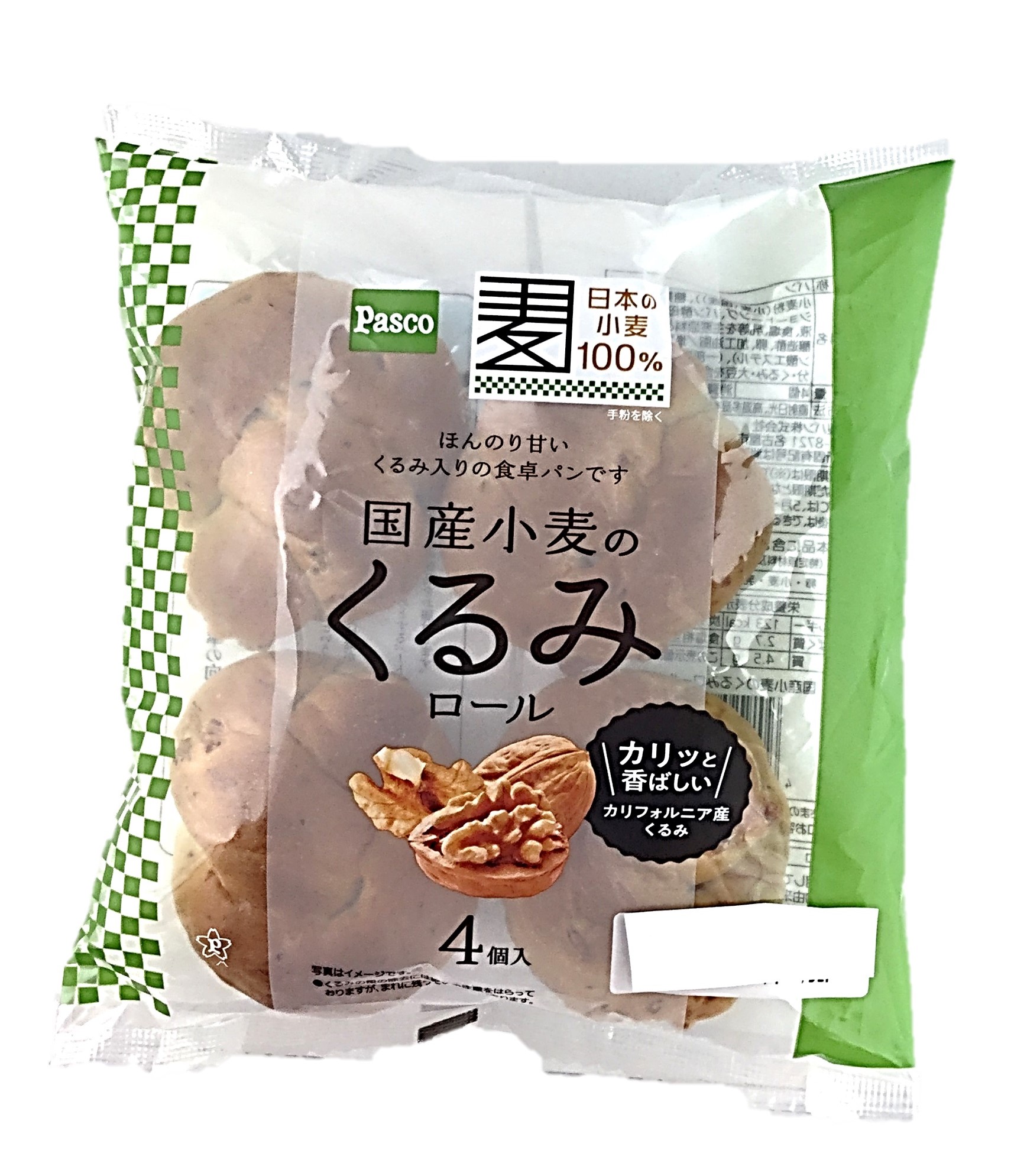 国産小麦のくるみロール4個 パスコ