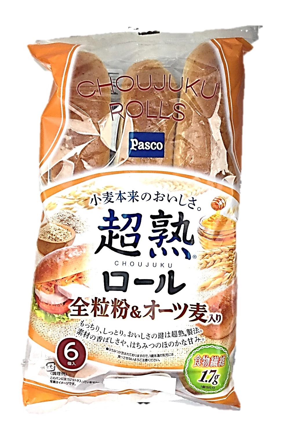 超熟ロール全粒粉&オーツ麦入り6個 パス