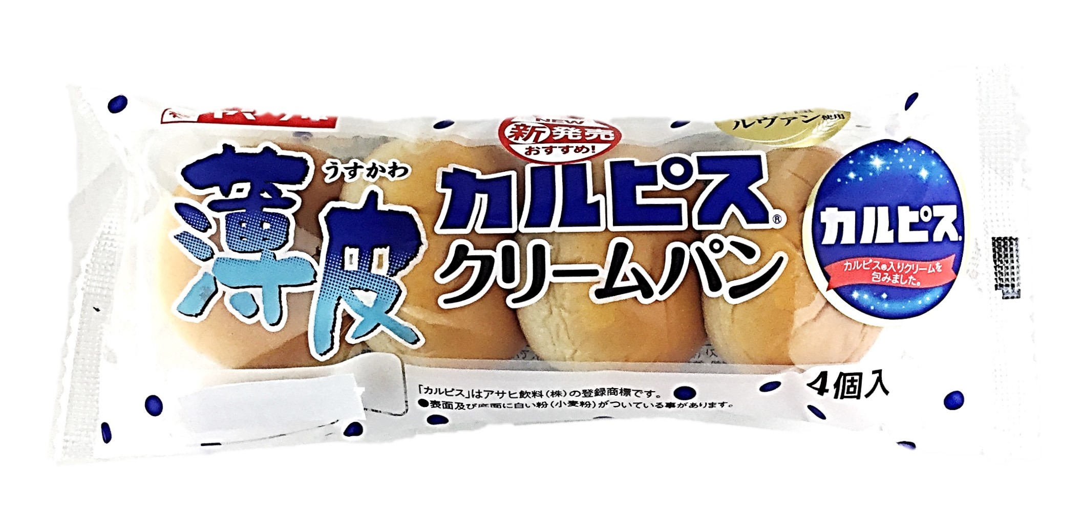 薄皮カルピスクリームパン4個 ヤマザキ