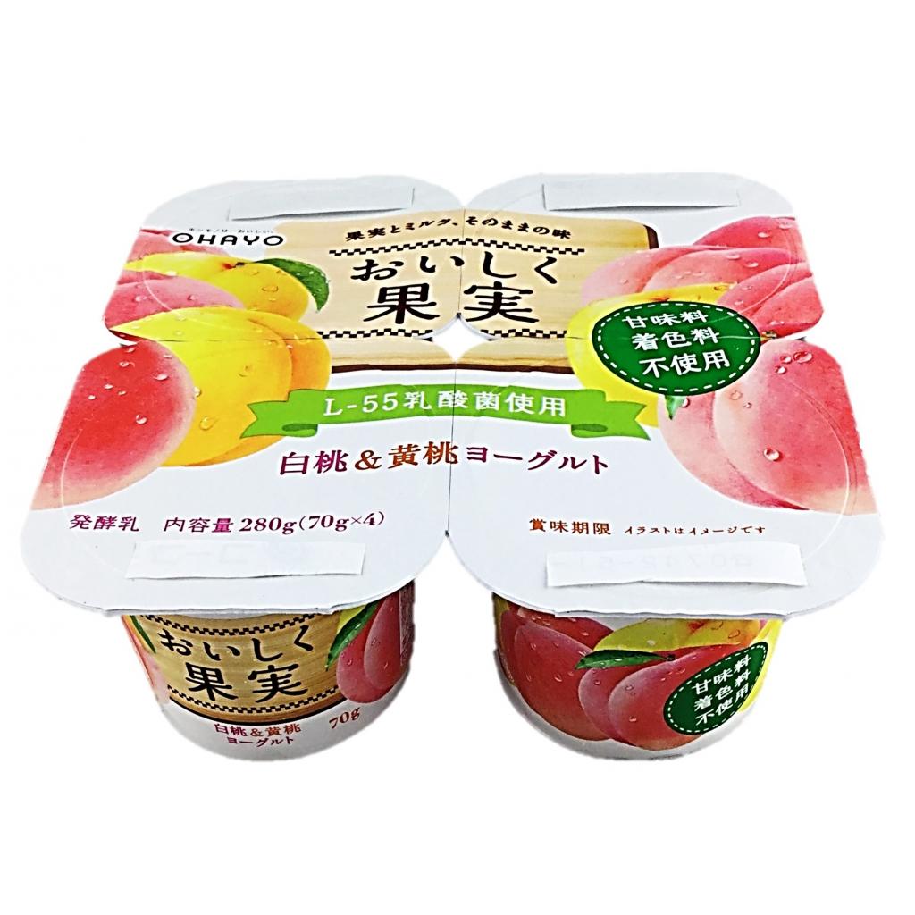 おいしく果実白桃&黄桃ヨーグルト70g×