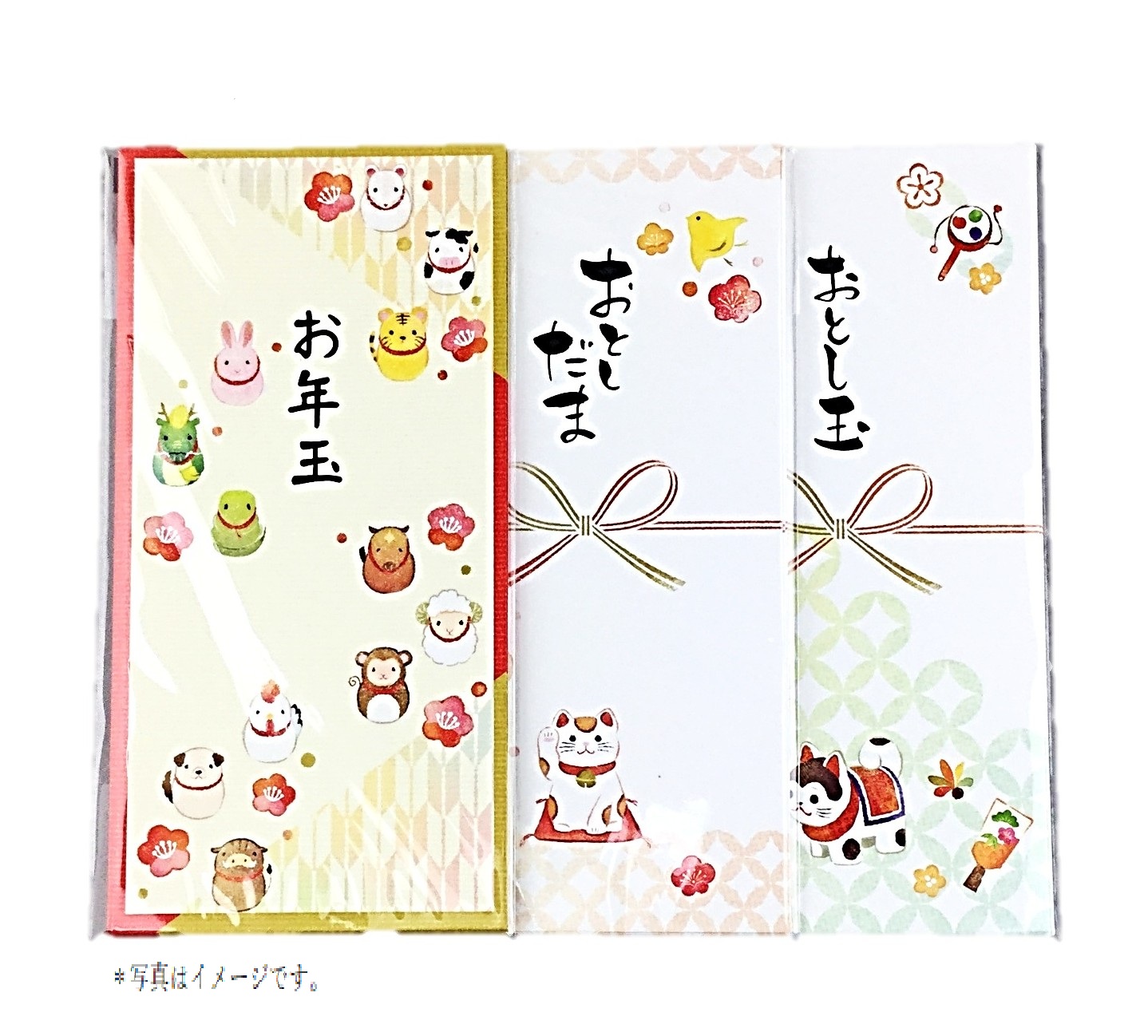 絵入ポチ袋 万型 3枚入7-998 ササ