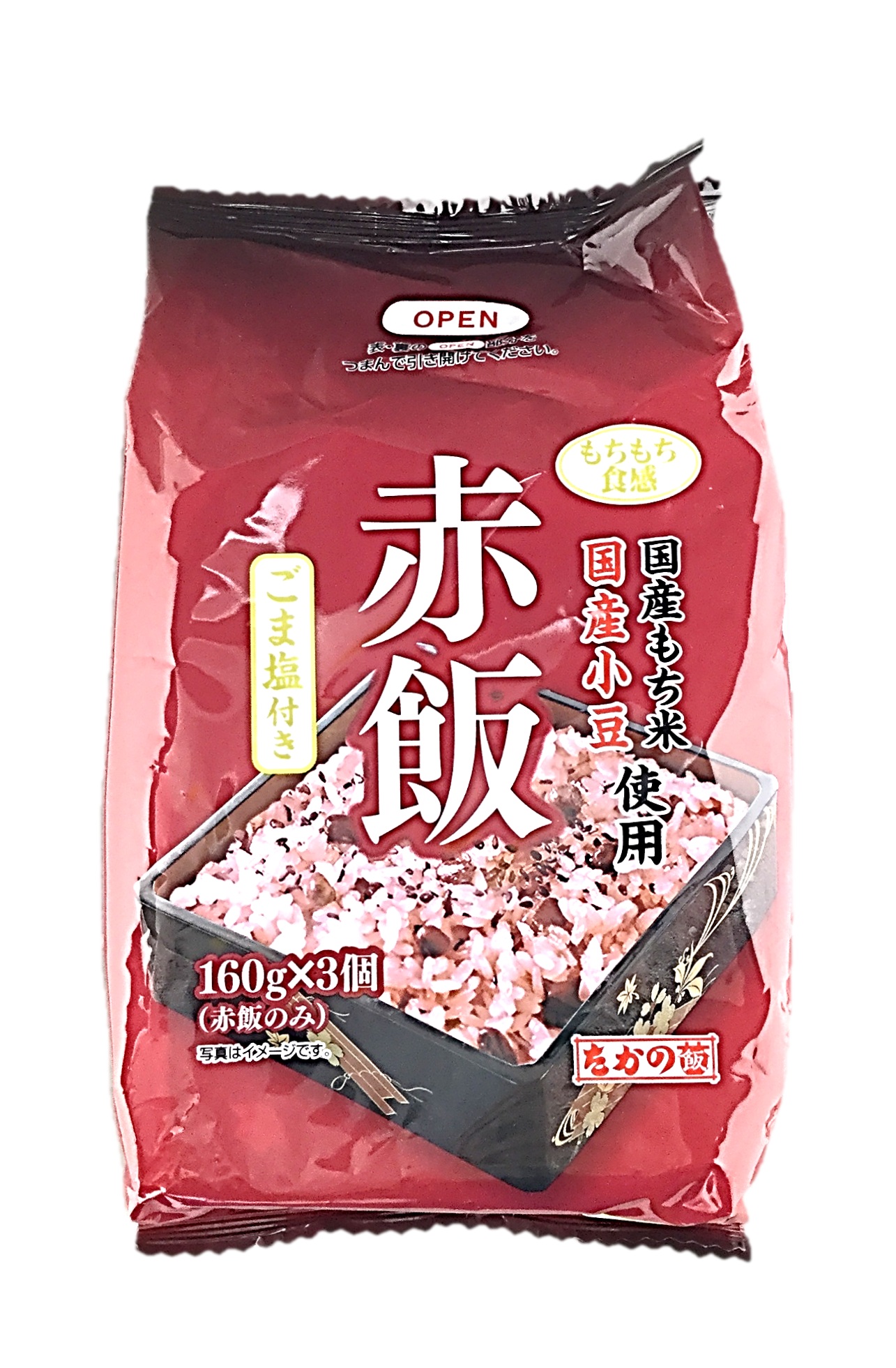 小豆赤飯 ごま塩付き160g×3 たかの